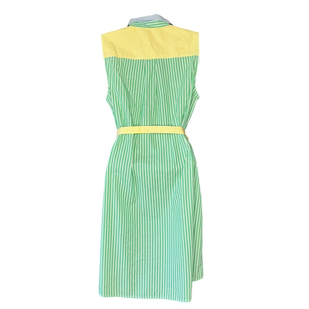 J. Crew Sleeveless Colorblock Shirt Dress in Pastel Blue, Pink & Yellow - Picture 3 of 9